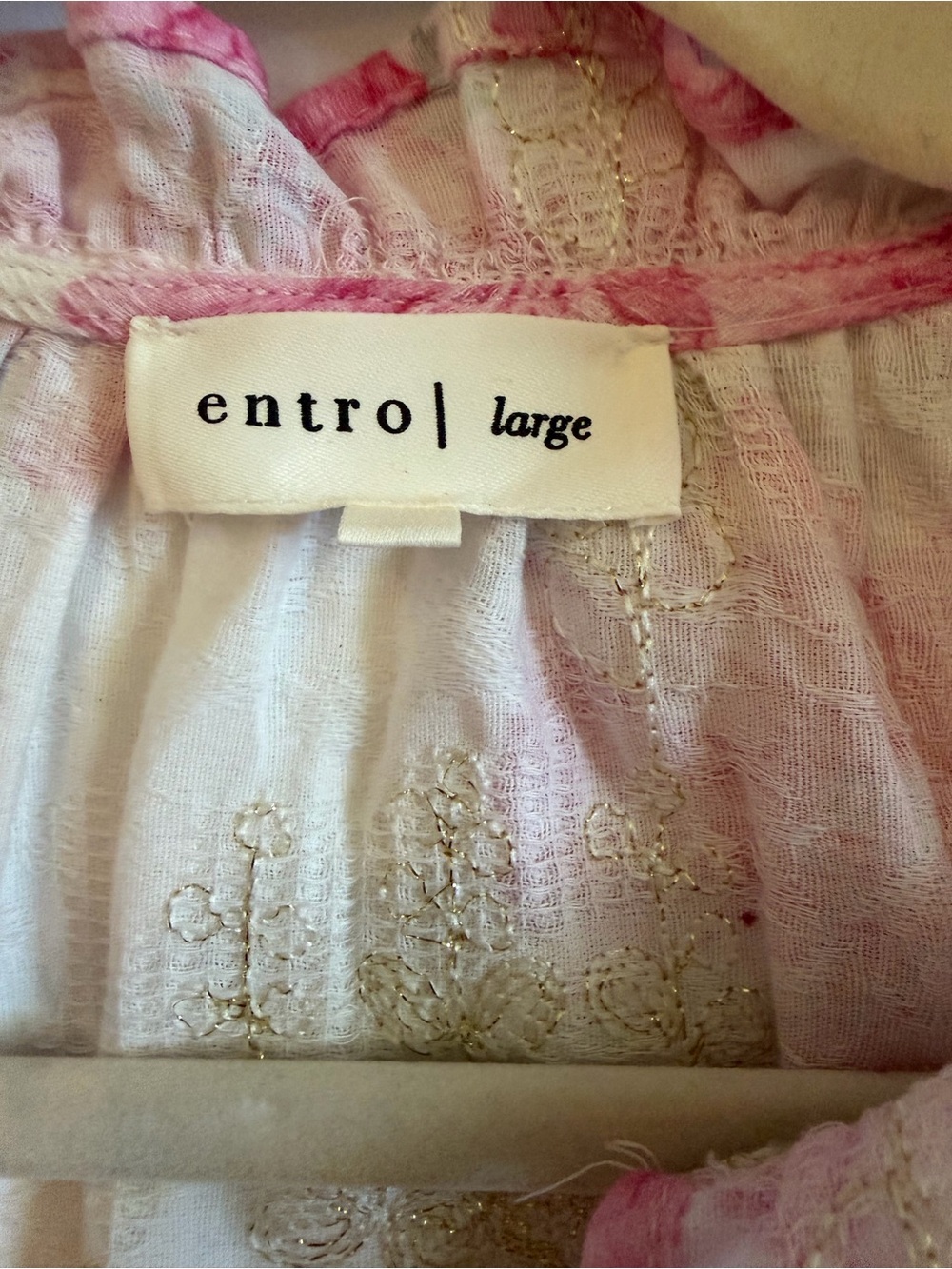 Entro Scoop Pink Floral Button-Front Women's Top size lg